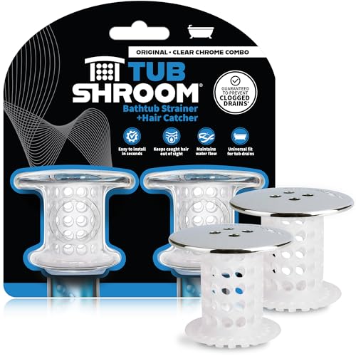 Bathtub Drain Protector and Hair Catcher - 2 Pack,... (Chrome | Metal)