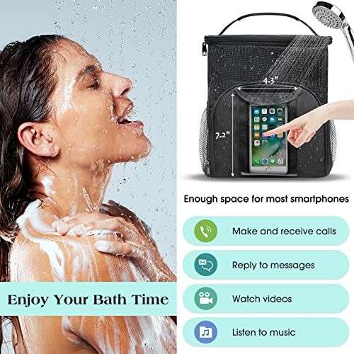 Mesh Shower Caddy Portable Dorm Room Essentials, Toiletry Tote Bag | Quick Dry, Large Capacity Haning Shower Bag for College Dorm Room Essentials for Boys and Girls for Bath Camping (Black)