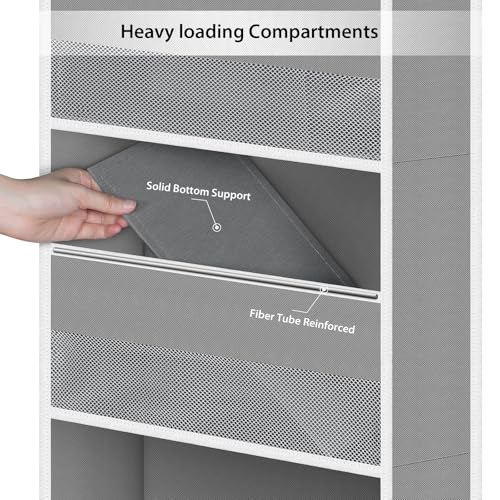Univivi Fabric Over Door Hanging Organizer for Baby Nursery, Grey, 5-Shelf | Door Storage with Large Capacity Breathable Mesh Pockets, Closet Organizers and Storage for Baby Essential, Bedroom and Dorm