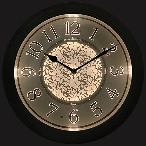 12.6" Illuminated Farmhouse Wall Clock | Silent Battery-Operated Night Light Wall Clock, Smart LED Sensor, Living Room, Kitchen, Bath, Sage Green