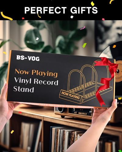 Now Playing Vinyl Record Holder Storage Fits 50 LPs, Gift Package | Display Your Now Playing Record, Assembles in Seconds, Doubles as a Magazine & Book Rack, Premium Wood, Non-Slip Grooves
