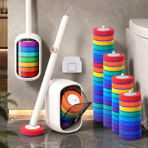 Disposable Toilet Brush, Wall Mounted Toilet Bowl... (Gray | Foam, Plastic)