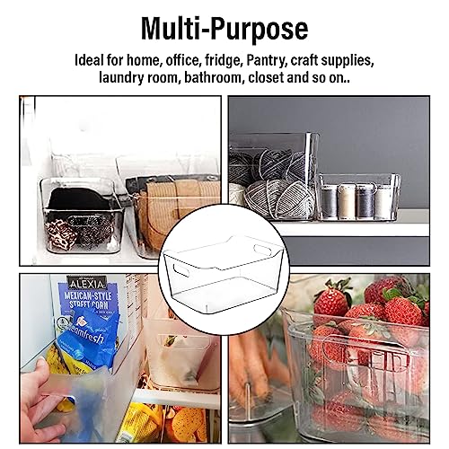 Clear Plastic Storage Bins for Kitchen Organization or Pantry Organizers and Storage, Freezer Fridge Organizer Storage Containers Bin for Organizing Refrigerator Medicine Closet Cabinet Organizers
