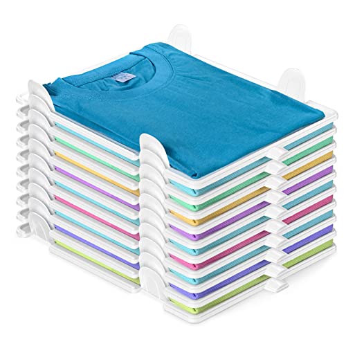 Clothing Organizer for Closet Storage,Stackable Sh... (10 Count | white | Polypropylene)