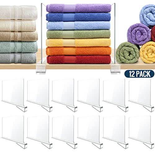 12 Pack Clear Acrylic Shelf Dividers for Closet Sh... (12 Count | 12 Pack | Acrylic)