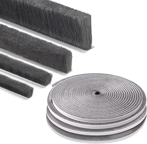 ZOMPAGO Brush Weather Stripping Door Window Seal,0.9 x 0.4 x 32.8 FT | Felt weather stripping,door sweep,sliding glass door applicable,soundproof,door frame sealing,windproof weatherstripping