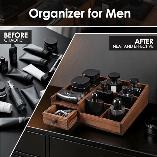 Bathroom Counter Organizer, Cologne Organizer for Men, Desk Storage | Perfume Organizer, Cologne Stand, Dresser Organizer, Mens Bathroom Decor, Men Gifts, Adjustable Partition