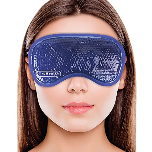 Gel Bead Hot and Cold Eye Masks - FSA HSA Approved Reusable Gel Bead Ice Pack Provides Ice and Heat Pain Relief for Head, Puffy Eyes, Beauty, Relaxing, and Sleep (Navy Blue)