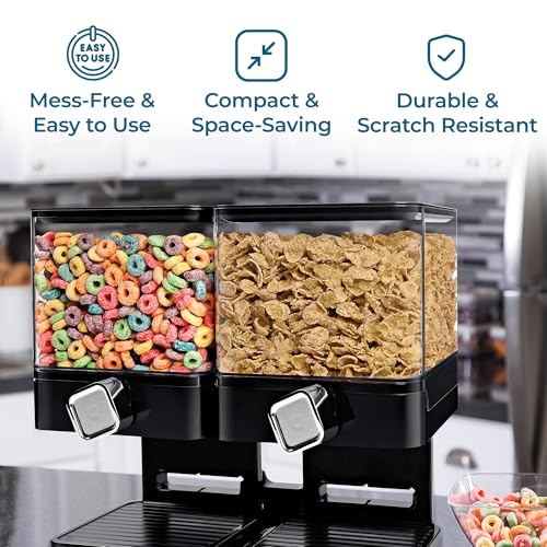 Honey-Can-Do Zevro Compact Dry Food Dispenser, Dual Control, Black/Chrome