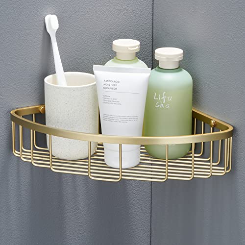 Bathroom Shower Caddy Corner Shelf Basket, Corner-... (Gold | Stainless Steel)