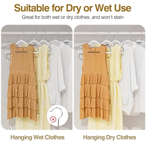 Plastic Hangers 50 Pack, 16.5" Non-Slip Clothes Hangers Heavy Duty | with 360° Swivel Hook, 0.2" Slim Space-Saving Organizers for Coats, Pants, Suits, Shirts, White & Dark Gray