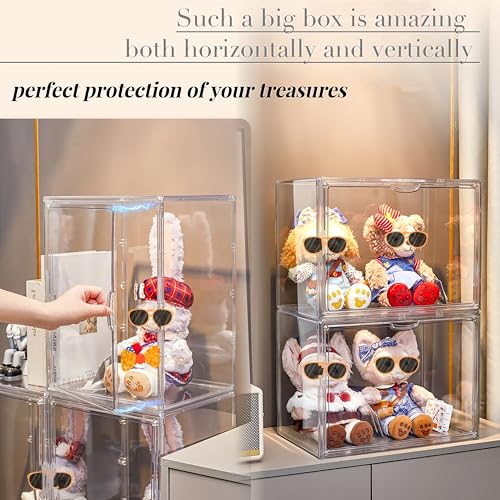 Attelite XXX-Large Acrylic Display Case Boot Shoe Storage Boxes | Boot Display Case With An Adjustable Divider, Clear Shoe Organizer for Sneakers 2 Tiers ,Tool-free Assembly,Magnetic Door