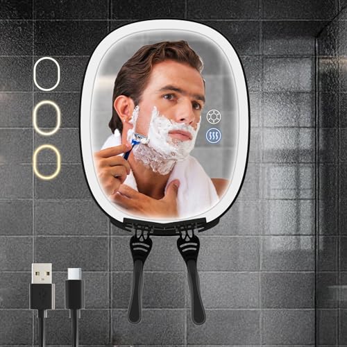 Shower Mirror Fogless for Shaving with Light 360°... (Black)