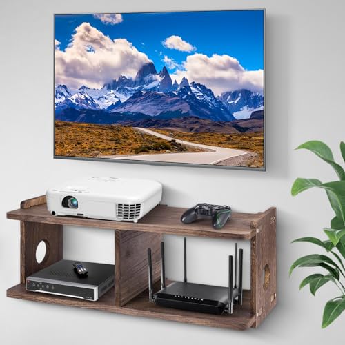Floating Shelves Projector Shelf Rack PlayStation Wall Mount Holder TV Stand WiFi Router Storage Box Modem Cable Box Cover Hider TV Shelf for Xbox DVD Players Games Consoles TV