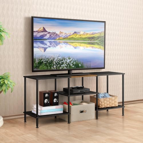 50 Inch TV Stands for Living Room Black TV Entertainment Center | Small Entertainment Center with Storage for 50 43 40 32 Inch TV Console Table for Bedroom Office