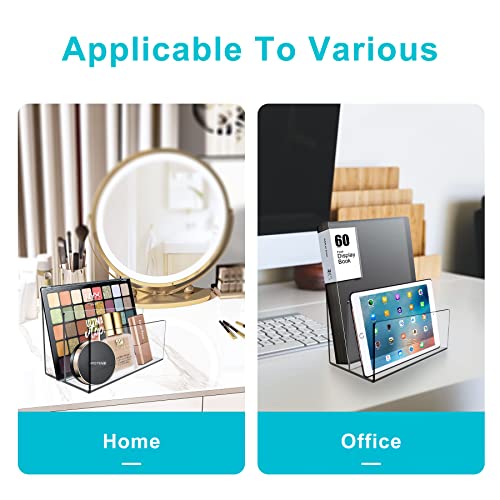 Boloyo Acrylic File Holder,1PC 2 Sections Clear File Organizer Mail Letter Sorter Desktop Folder Holder for Home Office School Envelope Bill Filling Paper Document