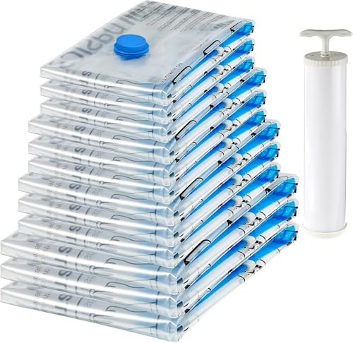 Vacuum Storage Bags with Hand Pump for Travel, Spa... (Clear)