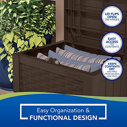 Suncast 22 Gal, Small Outdoor Storage Deck Box, Java Resin, Flat Lid