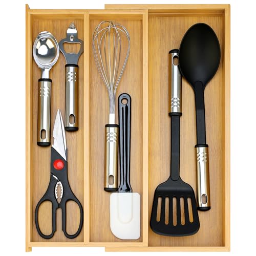 Large Bamboo Kitchen Utensil Drawer Organizer Expa... (Bamboo | Bamboo)