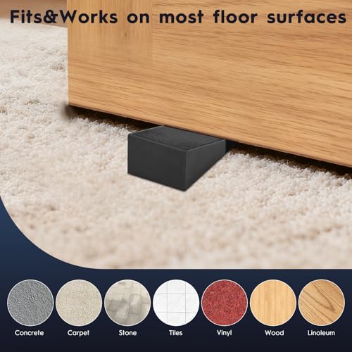 4-Pack Premium Rubber Wedge Door Stops, Solid Heavy-Duty Floor Door Stopper Door Wedges with Patented Anti-Slip Base, No Installation for Home/Office, Non-Scratching, Fits Gaps Under 1.18”