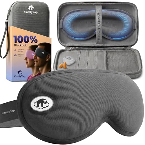 Eye Mask for Sleep with Ultimate Travel Case & Ear Plugs - DeepSpace™ Blackout Sleep Mask for Women Men, Side Sleeper Adjustable Eye Cover, Zero Eye Pressure, Memory Foam Eye Mask (Moon)