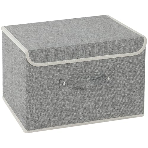 Foldable Fabric Storage Cubes with Lids,Grey 15x9.8x9.8in,1 Pack | Storage Bins with Handles,PP Panel Closet Organizers,Washable Boxes,Collapsible Fabric Container for Underwear and Socks