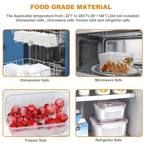 3pcs 4 in 1 Fruit Storage Containers for Fridge with Removable Colanders