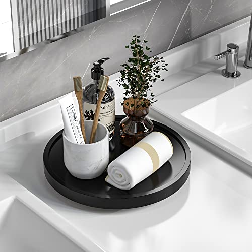 Turntable Vanity Tray, 10 Inch Bamboo Countertop O... (Black | Acrylic Bamboo)