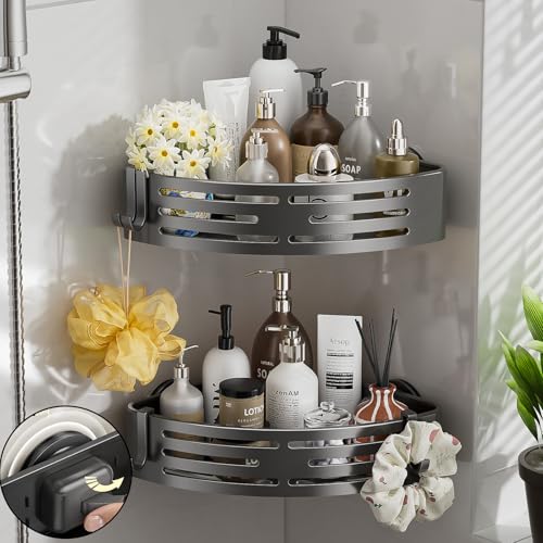 Corner Shower Caddy Suction Cup,Shower Shelves wit... (2 Count | 2 Pack)