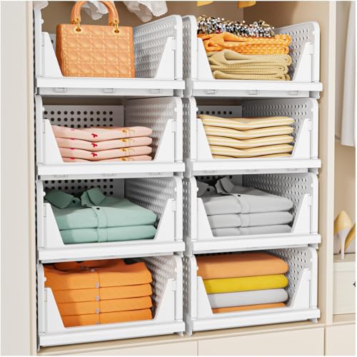 Upgraded Closet Organizers and Storage, Stackable... (White | Premium Plastic)