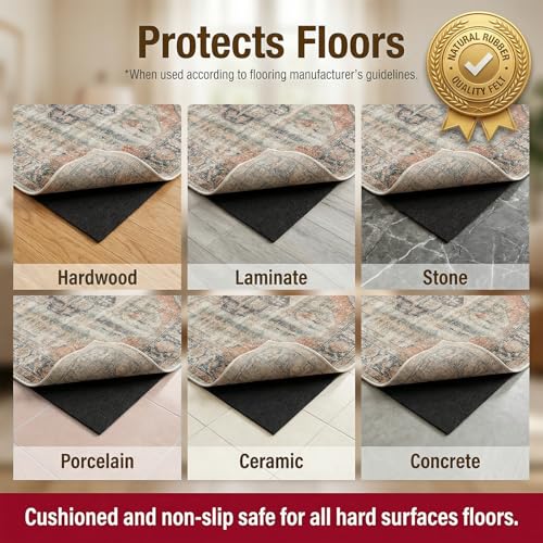 Non-Slip Rug Pads, Waterproof Extra Large Area Rugs Pad 8'x10' Non Skid Felt Pads, Rugs for Living Room, 1/4 inch Thick Carpet Padding Protector Mat Floor Mat