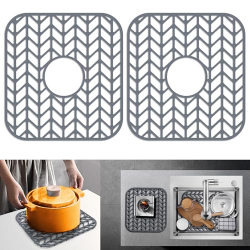 Sink Protectors for Kitchen Sink 12"x11"Silicone S... (Gray)