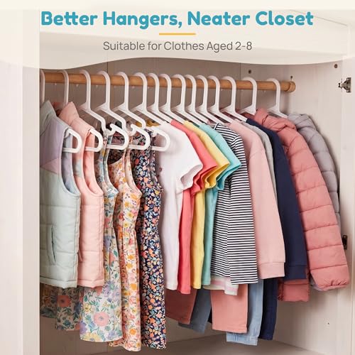 Vtopmart 60 Pack Kids Hangers, 11 inch Baby Clothes Hangers for Closet, StackFit Interlocking Toddler Hanger for Pants, Dress, Skirt, Space-Saving Children Hangers with Non-Slip Shoulder Grooves