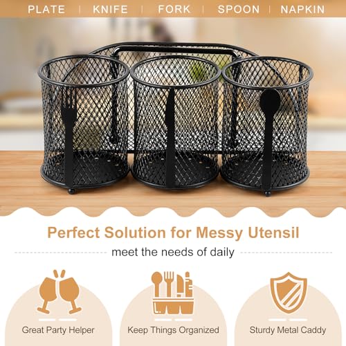 Utensil Organizer Silverware Caddy - Utensil Holde... (Black | Metal)