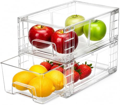 2 Pack Stackable Storage Drawers,Plastic Organizer... (clear | Plastic)