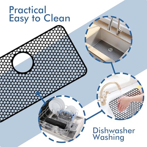 Silicone Sink Protectors for Kitchen Sink -12" 13"... (Black(1 Pack))