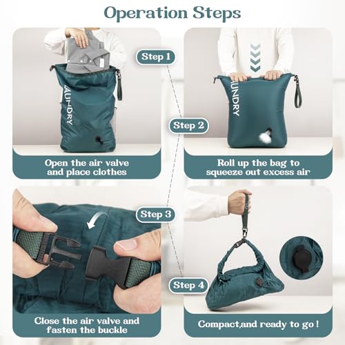 Travel Laundry Bag, Vacuum Compression Dirty Clothes Travel Bag | Waterproof Wet/Dry Space-Saving Laundry Storage Organizer, Smell Proof Storage Bag for Clothing, Swimming, Yoga, Gym, Camping