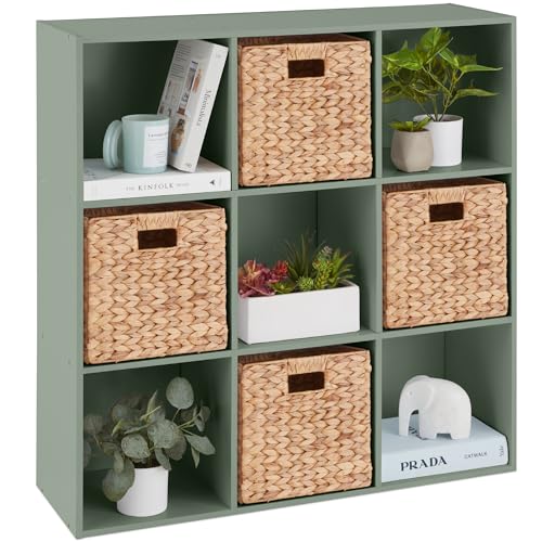 Kids Bookcase 9-Cube Storage Organizer, 13.5in She... (Sage | Engineered Wood)