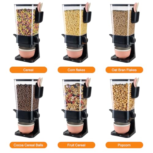 Osacoe Cereal Dispenser Countertop Black 2 Pack with Bowls Spoons Cutlery Box,5.5 QT Dry Food Dispenser Snack Organizer Containers Storage for Pantry Kitchen Organization Oatmeal Nut Granola Candy