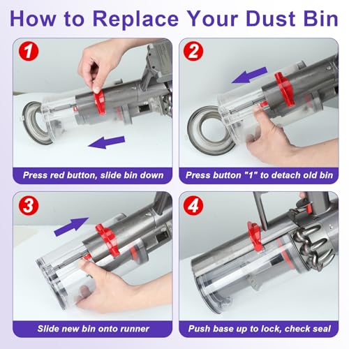 Upgrade V11 V15 Vacuum Dust Bin Canister Replacement Parts for Dyson | Fits V15 V11 SV14 SV15 SV22 Cordless Vacuum Cleaner, For Dyson Vacuum Attachments & Accessories No. 970050-01 & 965443-01