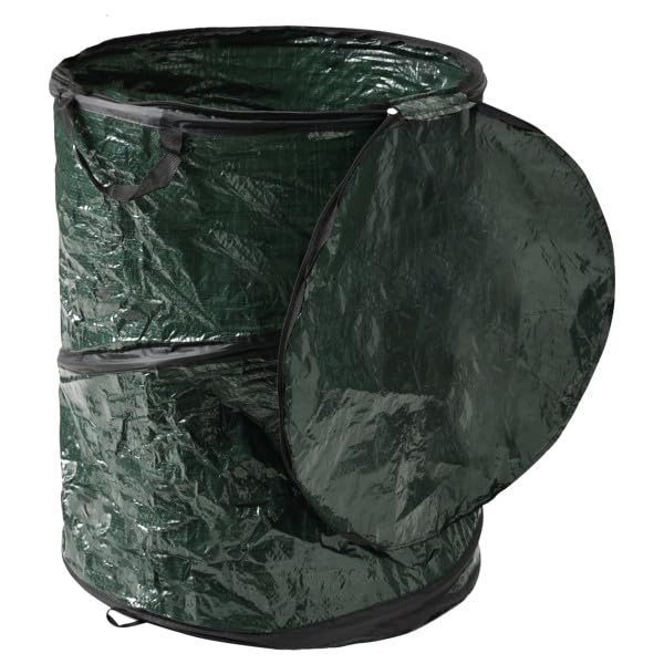 Collapsible Trash Can - Pop Up 44-Gallon Outdoor Portable Garbage Bag Holder with Zippered Lid - Recycle Bin for Camping or Parties by Wakeman (Green)