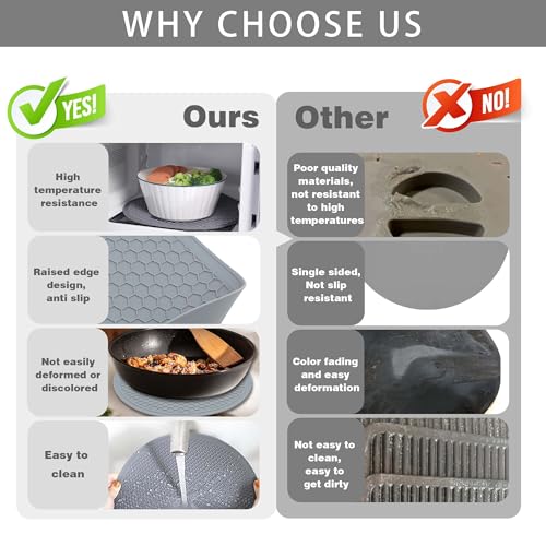 Silicone Microwave Mat - Round 12" x 12" - Set of 4 Heat Resistant Multifunctional Mat, Splatter Guard, Trivet, Hot Pad, Pot Holder