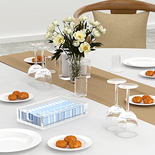 Acrylic Napkin Holder for Bathroom, Guest Towel Holder Tray(Clear) | 8mm Thick, Decorative, Rectangle Flat Design, for Vanity, Washbasin, Parties, Weddings, Party, Hotel, Restaurant