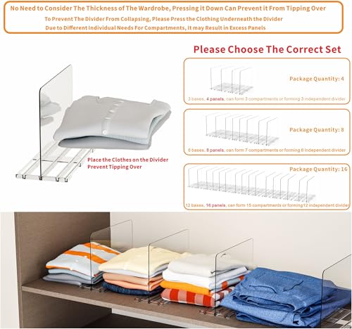 Clear Acrylic Shelf Dividers for Closet Organization,8 Pack Adjustable Bags,Clutch,Purse Organizer and Storage,Handbag Organizer for Closets,Purse Divider,8.8″ Tall Sweater,Tshirt,Towel Divider