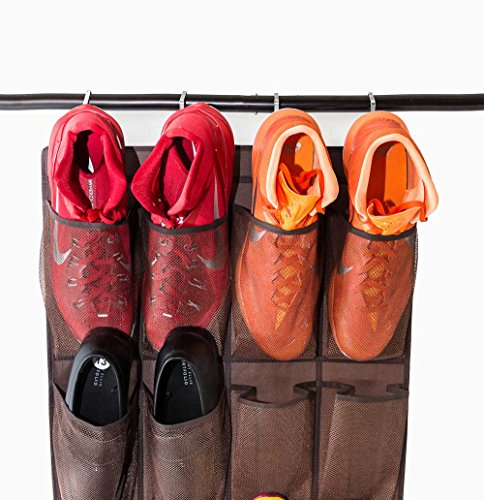 Roomganize Large Over the Door Shoe Organizer for Mens Sneakers (Bison brown)