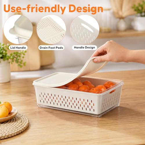 Fruit Storage Containers for Fridge, 4 Pack Plastic Food Storage Container