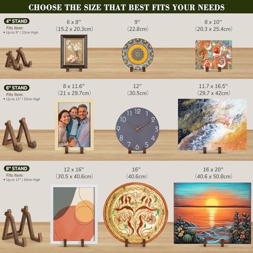 ANBOXIT Plate Display Stand, 8 Inch Plate Holder for Displaying | Decorative Plate Stand for Picture Frame Dish Photo Plaque Platter Wood Stand