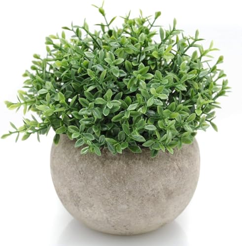 Mini Sage Green Potted Boxwood Topiary Artificial Plants for Home Decor Indoor, Farmhouse House Plant Office Small Desk Shelf Apartment Coffee Bar Bathroom Decor Guest Room, Small Fake Plant