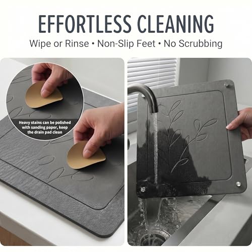 3-Pack Diatomaceous Earth Mat, Large Stone Drying Mat for Kitchen | Nesting Diatomite, Quick Dry, Non Slip, Heat Resistant(15.75"×11.81" & 13.19"×11.81" & 10.75"×11.81")