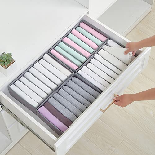 4 Pack Drawer Organizers for Clothing, 8 Grids Foldable Closet Organizers and Storage Bins for Bedroom, Dresser Organizer Boxes for Thin T-shirts, Tank Tops, Camisoles, Tights, Leggings
